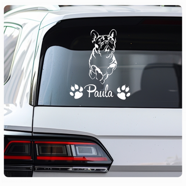 Französische Bulldogge laufend springend Autoaufkleber Aufkleber Sticker Agility A4261