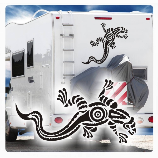 Tribal Gecko Gekko Eidechse Sticker Aufkleber Autoaufkler WoMo065