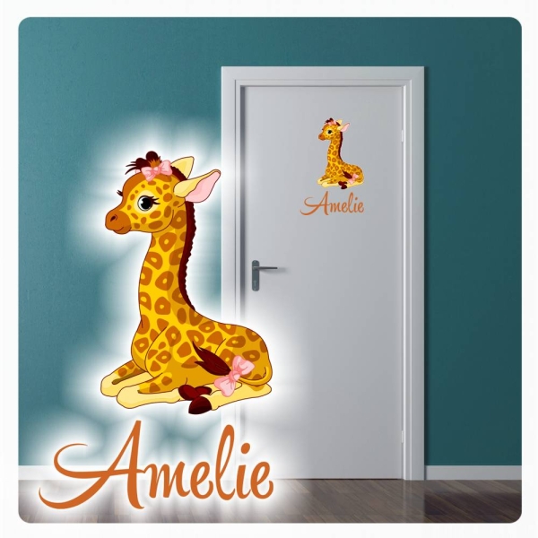 Türaufkleber Giraffe Pferd Mädchen Name Digitaldruck Wandtattoo Türtattoo DT047