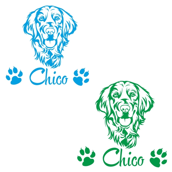 Hundeaufkleber Golden Retriver Name Pfoten Aufkleber A396