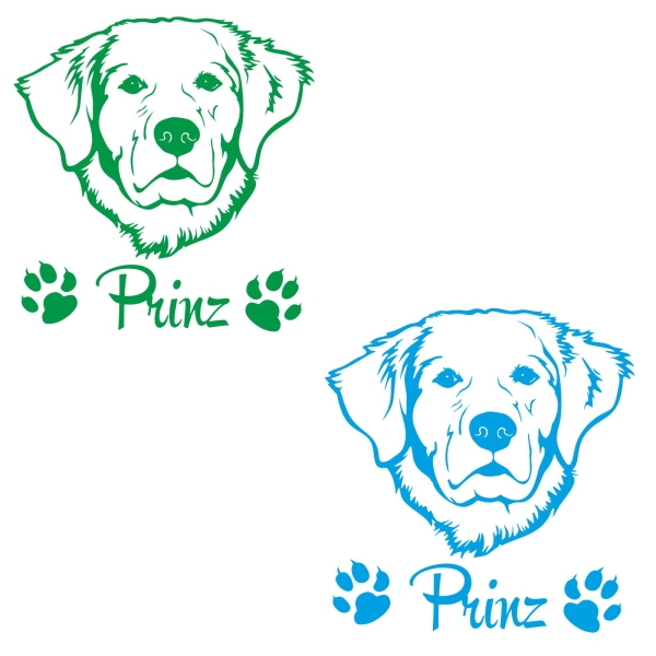 Auto Aufkleber Golden Retriver Name Autoaufkleber Hund Pfoten clickstick A591