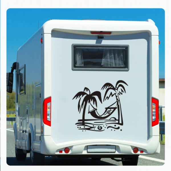 Wohnmobil Aufkleber Hängematte Strand Seele baumeln lassen Chillen WoMo Caravan Aufkleber Sticker WoMo131