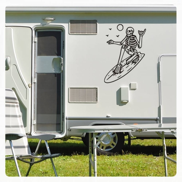 Hang Loose Surfer Skull Bones Wohnmobil Aufkleber Caravan Sticker WoMo305