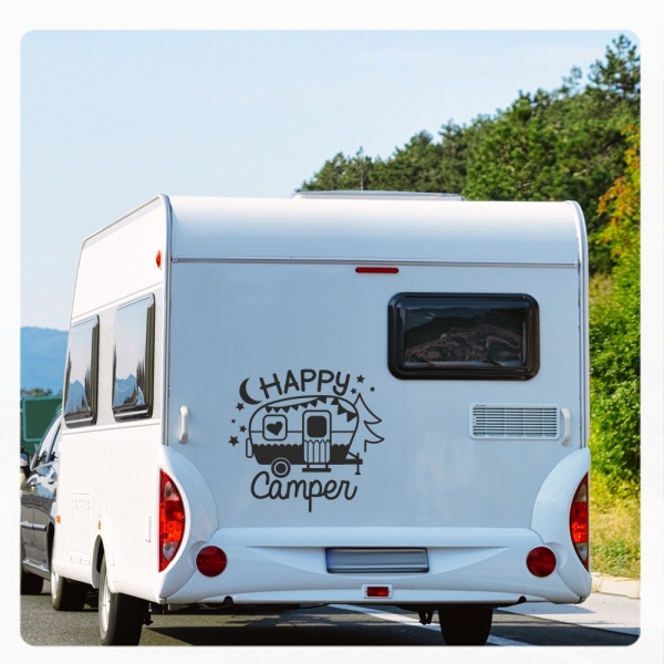 Wohnmobil Aufkleber Happy Camper WoMo Caravan Aufkleber Sticker WoMo331