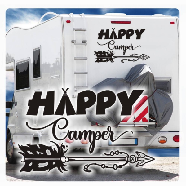 Wohnmobil Happy Camper Aufkleber Caravan Sticker WoMo111