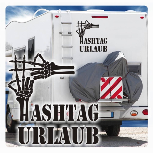 Wohnmobil Aufkleber Hashtag Urlaub Bones Skelett Skull WoMo Sticker WoMo103