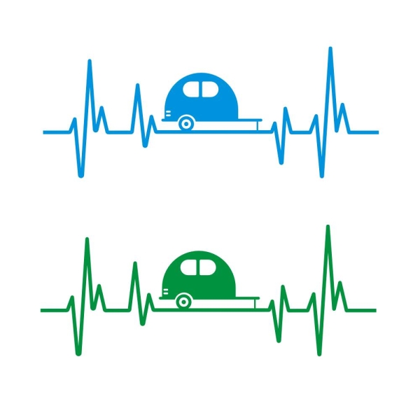 Autoaufkleber Herzschlag Heartbeat Camping Wohnwagen Auto Aufkleber A921