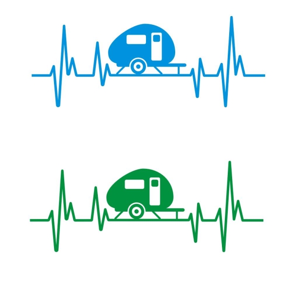 Autoaufkleber Herzschlag Heartbeat Camping Wohnwagen Auto Aufkleber A926