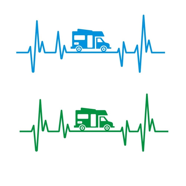 Autoaufkleber Herzschlag Heartbeat Camping Wohnmobil Auto Aufkleber A923