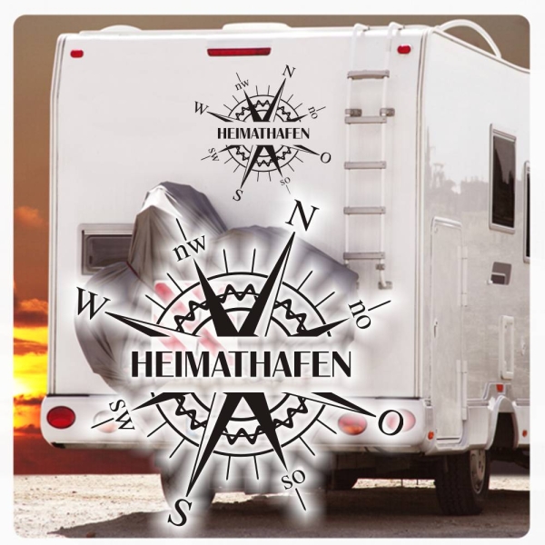 Kompass Rose Compass Heimathafen Wohnmobil Aufkleber Wohnwagen Caravan Wohnwagen Sticker WoMo169