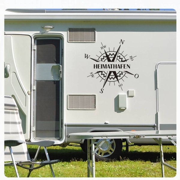 Kompass Rose Compass Heimathafen Wohnmobil Aufkleber Wohnwagen Caravan Wohnwagen Sticker WoMo169