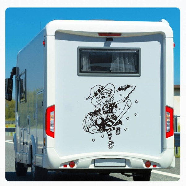 Wohnmobil Aufkleber Hexe Katze Fledermaus WoMo Caravan Aufkleber Sticker WoMo252