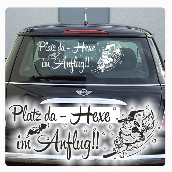 Platz da Hexe im Anflug Autoaufkleber Katze Sterne Sticker Auto Aufkleber A3065