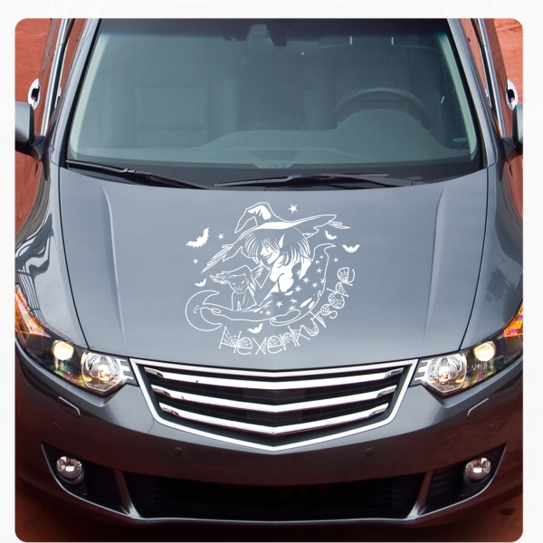 Auto Aufkleber Hexen Kutsche Hexenkutsche Hexe Spinnweben Sterne Sticker A1201