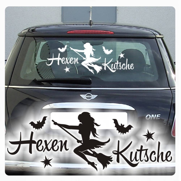 Hexen Kutsche Autoaufkleber Hexen Aufkleber Hexe Sticker Besen Katze A097