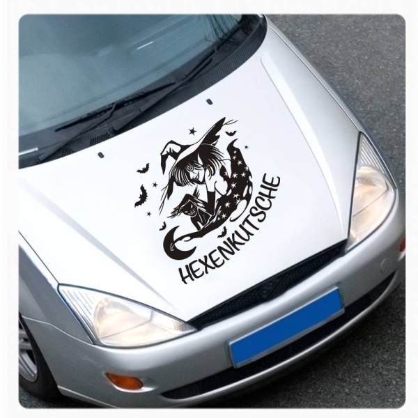 Auto Aufkleber Hexen Kutsche Hexenkutsche Hexe Fledermaus Sterne Sticker A218