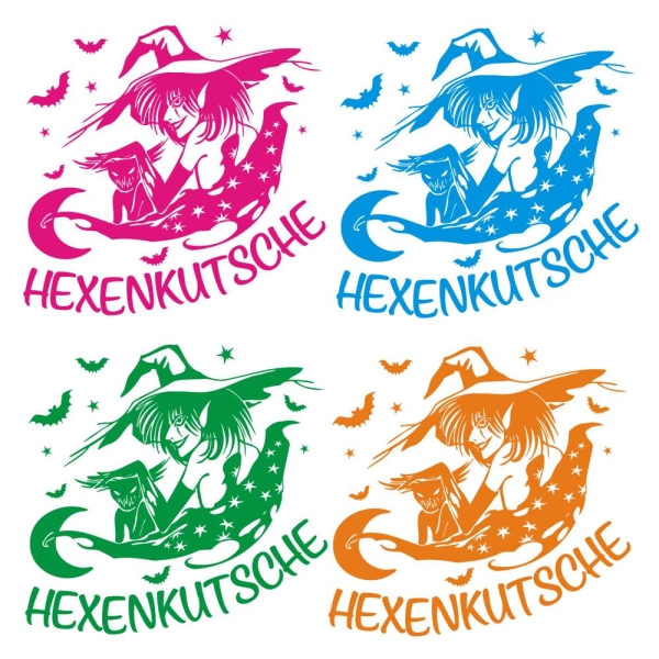 Auto Aufkleber Hexen Kutsche Hexenkutsche Hexe Fledermaus Sterne Sticker A218