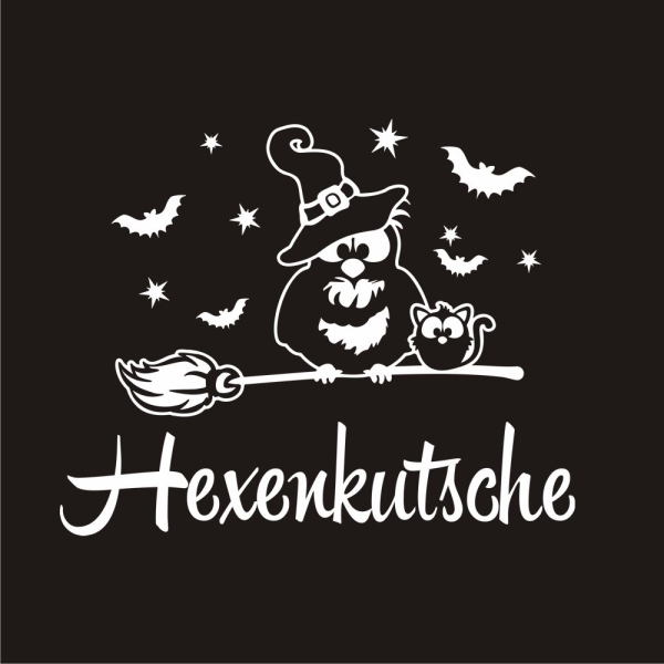 Eule Hexe Katze Hexenkutsche Auto Aufkleber Sticker Sterne A2044