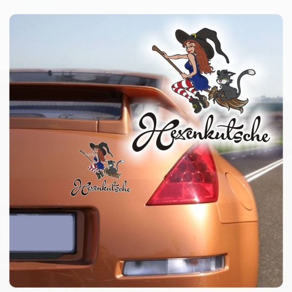 Hexe Besen Hexenkutsche Autoaufkleber Auto Aufkleber Sticker Katze Hexen DA670