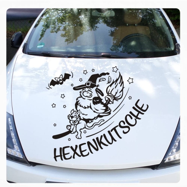 Eule Hexe Katze Hexenkutsche Auto Aufkleber Motorhaube Fledermaus Sterne A4185