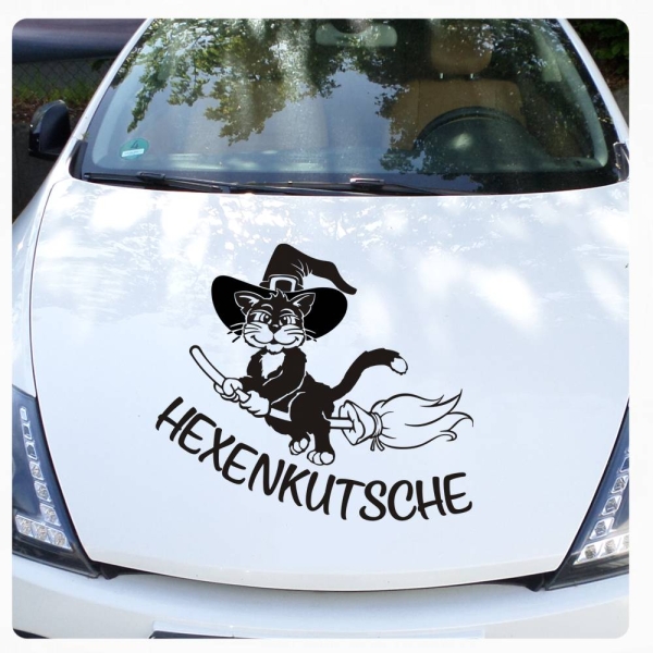 Hexe Katze Hexenkutsche Auto Aufkleber Motorhaube Walpurgishexe Witch A4187