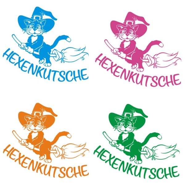 Hexe Katze Hexenkutsche Auto Aufkleber Motorhaube Walpurgishexe Witch A4187