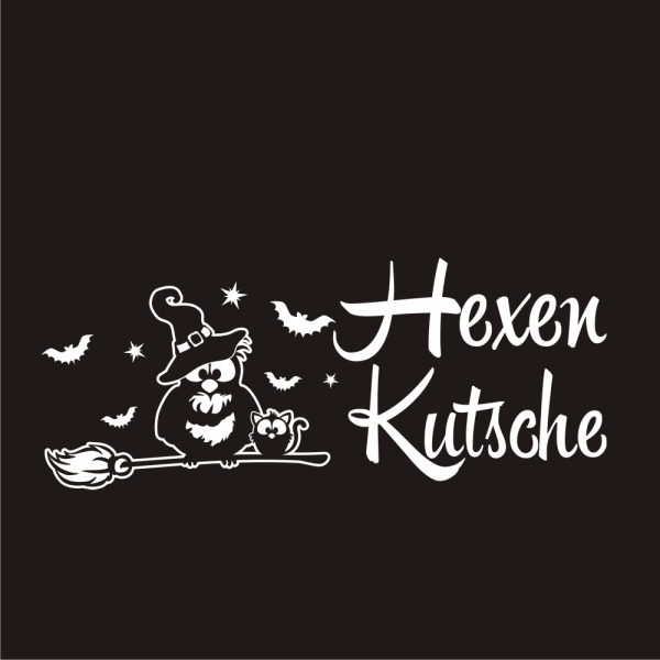 Hexenkutsche Autoaufkleber Hexen Aufkleber Eule Katze Sterne A2042