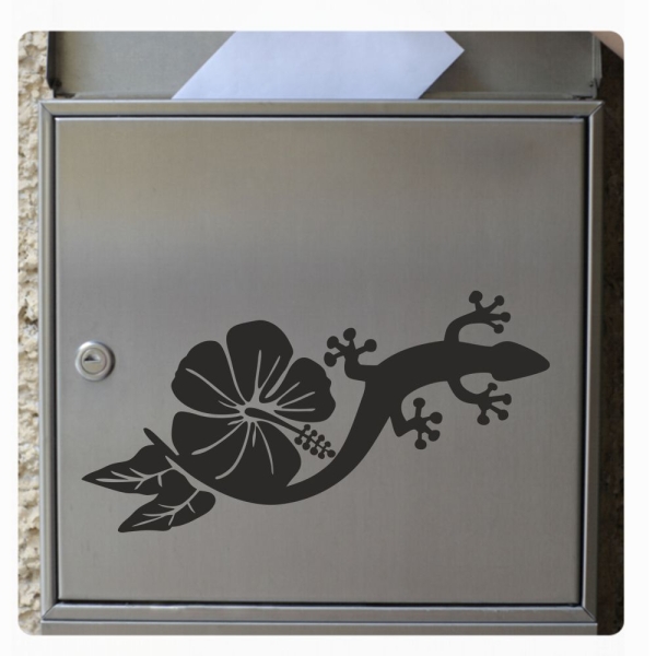 Briefkastenaufkleber Hibiskus Gecko Gekko Echse Aufkleber B003