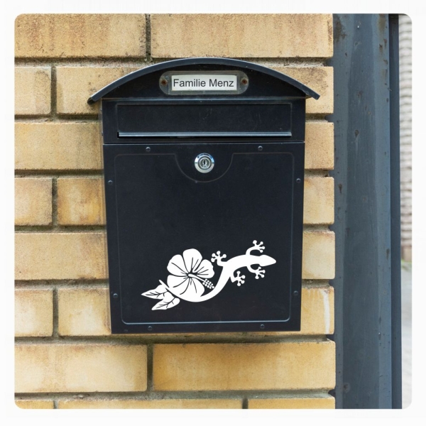 Briefkastenaufkleber Hibiskus Gecko Gekko Echse Aufkleber B003