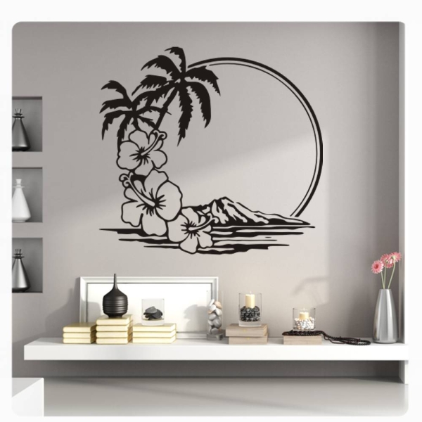 Wandaufkleber Aufkleber Palme Hibiskus Hawaii  Wandtattoo W067