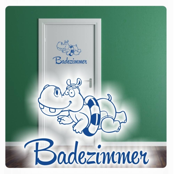 Türaufkleber Badezimmer Hippo Nilpferd Wandtattoo Sticker Aufkleber  T126