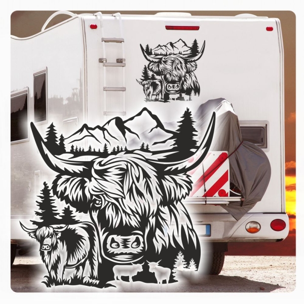 Wohnmobil Aufkleber Schottisches Hochlandrind Highland Rind Cattle Kyloe Sticker WoMo436