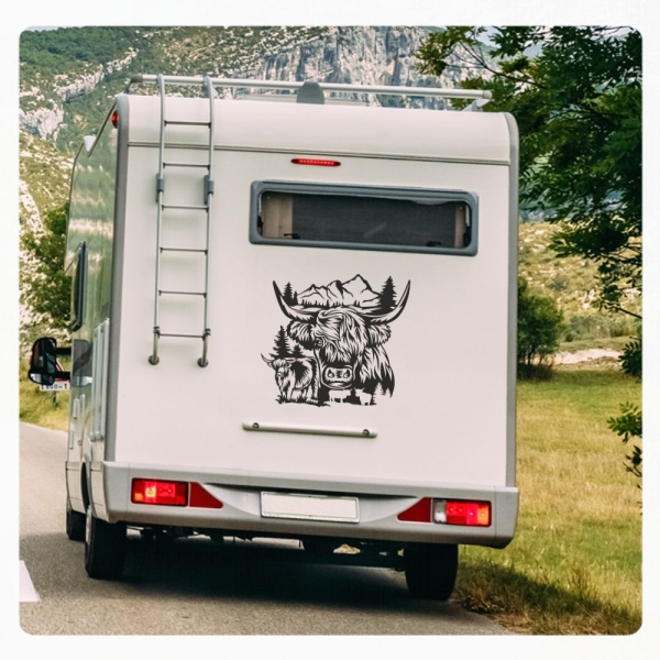 Wohnmobil Aufkleber Schottisches Hochlandrind Highland Rind Cattle Kyloe Sticker WoMo436