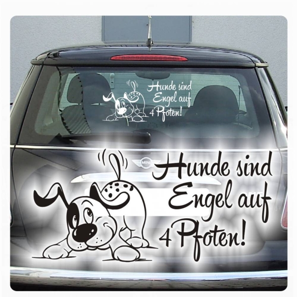 Hundeaufkleber Comic Hund Hunde sind Engel auf 4 Pfoten Sticker Auto Aufkleber A538