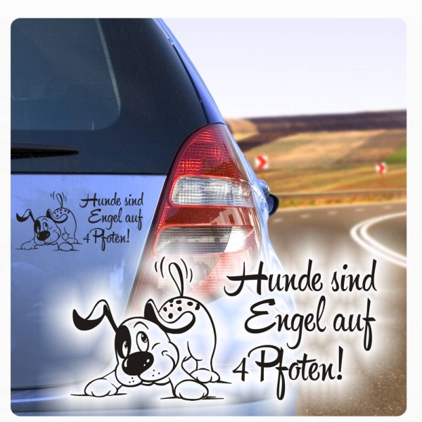 Hundeaufkleber Comic Hund Hunde sind Engel auf 4 Pfoten Sticker Auto Aufkleber A538