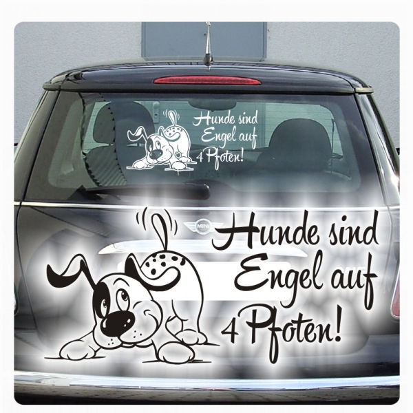 Hundeaufkleber Comic Hund Hunde sind Engel auf 4 Pfoten Sticker Auto Aufkleber A538