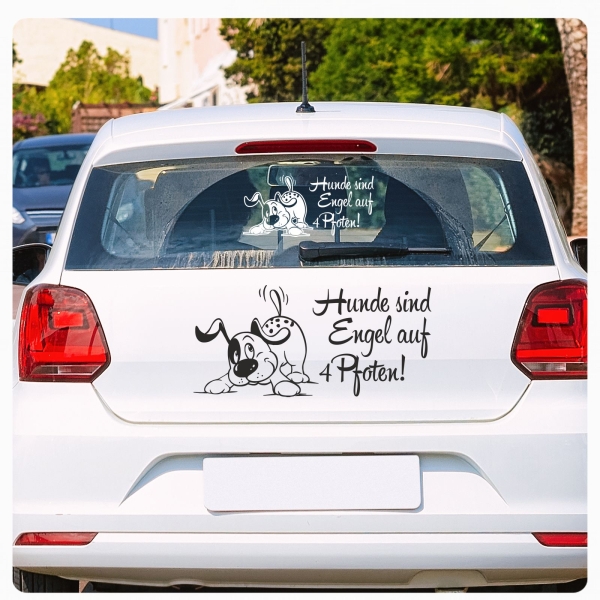 Hundeaufkleber Comic Hund Hunde sind Engel auf 4 Pfoten Sticker Auto Aufkleber A538