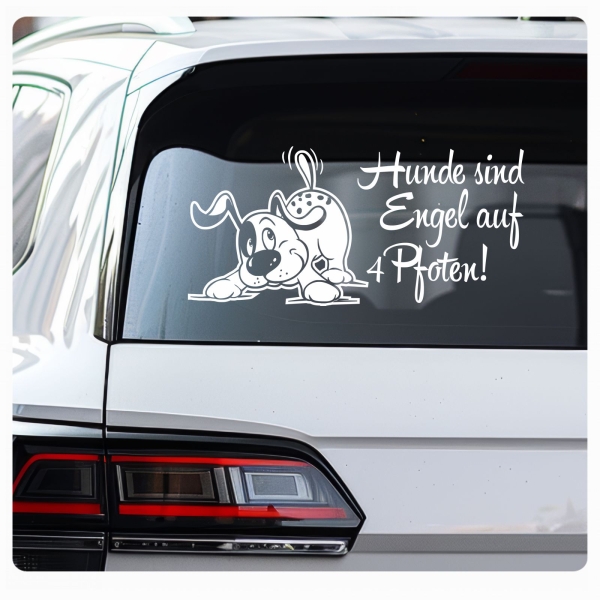 Hundeaufkleber Comic Hund Hunde sind Engel auf 4 Pfoten Sticker Auto Aufkleber A538
