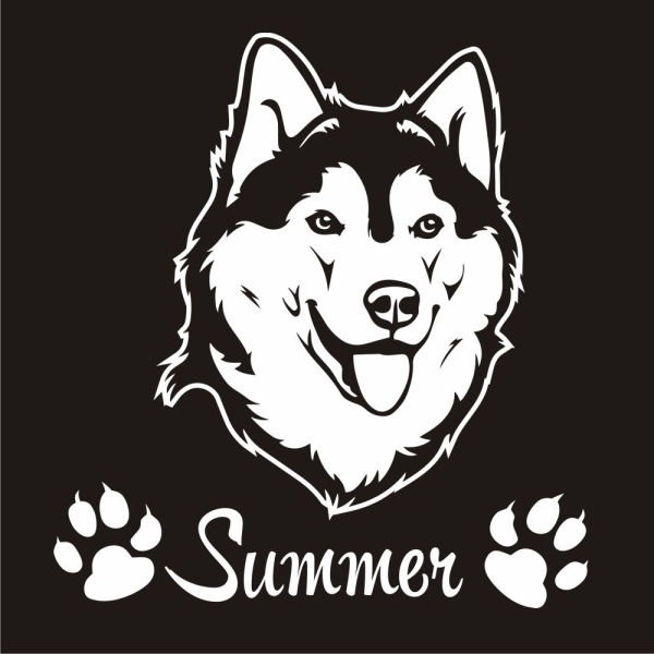 Hundeaufkleber Siberian Husky Name Pfoten Aufkleber A395