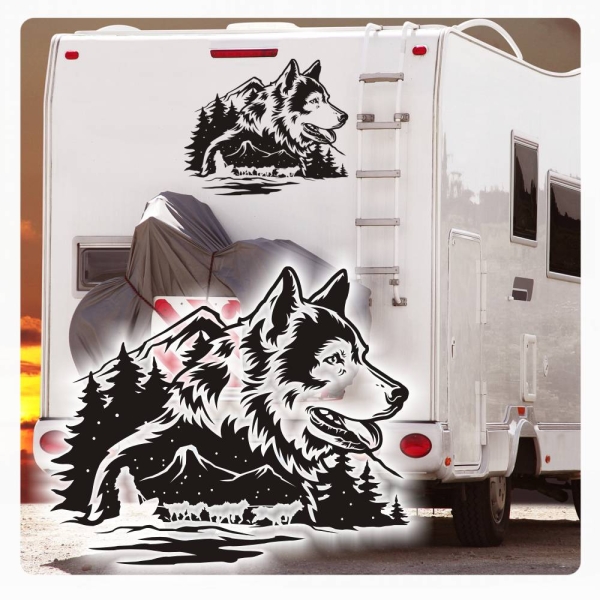 Siberian Husky Schlittenhund Wohnmobil Aufkleber Wohnwagen Sticker WoMo267