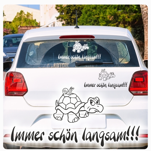 Immer schön langsam! Autoaufkleber Schildkröte Schnecke Sticker A1215