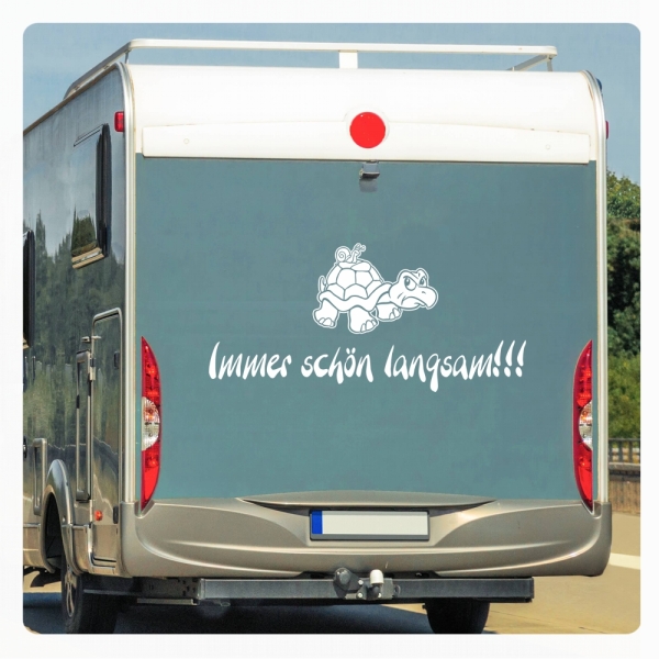 Wohnmobil Aufkleber Immer schön langsam Turtle Wohnwagen Sticker WoMo Caravan WoMo012