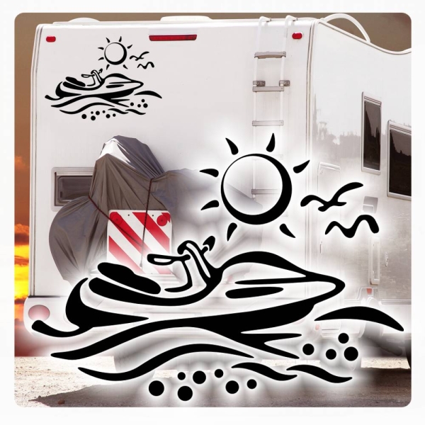 Wohnmobil Aufkleber Jetski Jetboot MöwenMeer  WoMo Caravan Aufkleber Sticker WoMo277