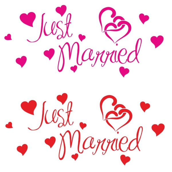Auto Aufkleber Just Married Heckscheiben Sticker Hochzeits Aufkleber AH002