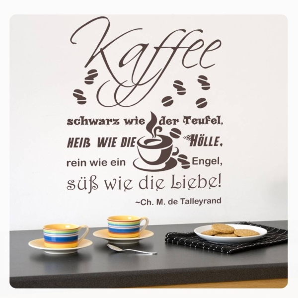 Wandtattoo Kaffee Coffee Wandaufkleber Küche Zitat Lounge W925