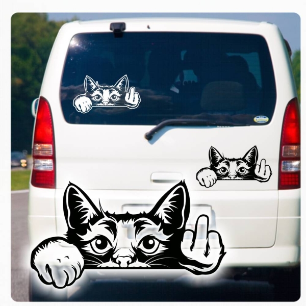 Auto Aufkleber Katze Fuck You Stinkefinger  Kätzchen Autoaufkleber clickstick A743