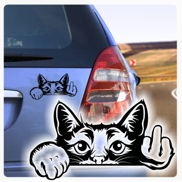 Auto Aufkleber Katze Fuck You Stinkefinger  Kätzchen Autoaufkleber clickstick A743