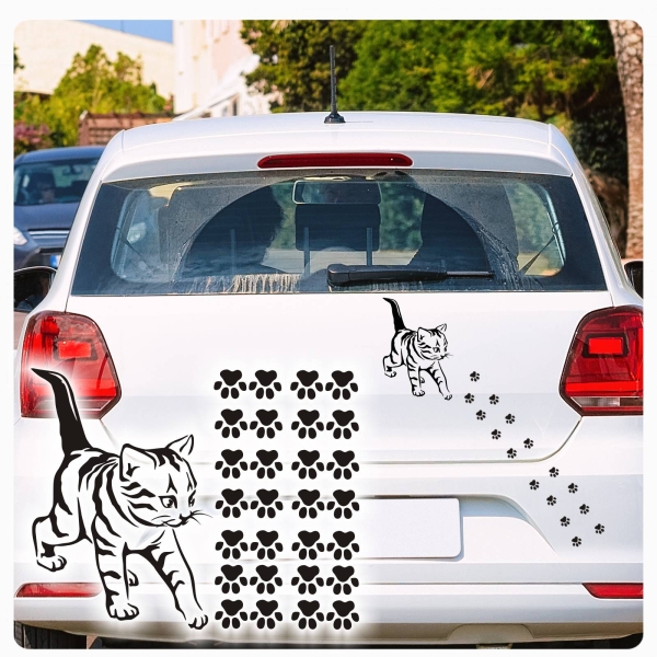 Autoaufkleber Katze Kitty Pfoten Sticker Auto Aufkleber SET A1210