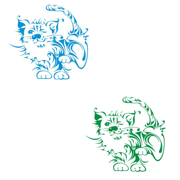 Katze Tiger Wandtattoo Kätzchen Wandaufkleber Kitty W1500