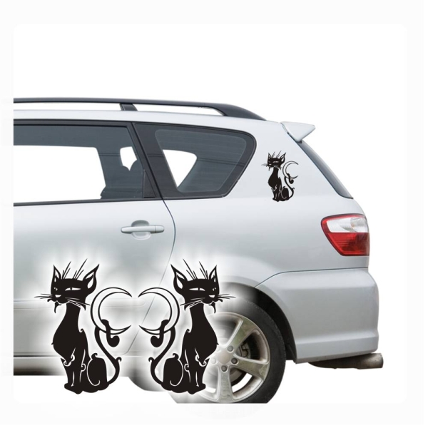 2er SET Tribal Katze Katzen Auto Aufkleber Sticker  Autoaufkleber A1121